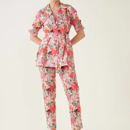 SALT ATTIRE Printed Shirt-Collar Top With Trouser Co-Ords-picture-46