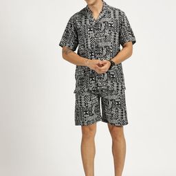 RAVINIK Abstract Printed Shirt With Short-picture-3