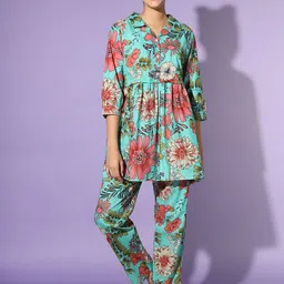 ETC Floral Printed Pure Cotton Night suit-image-65
