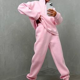 LULU & SKY Mock Collar Loose Fit Tracksuit-image-66