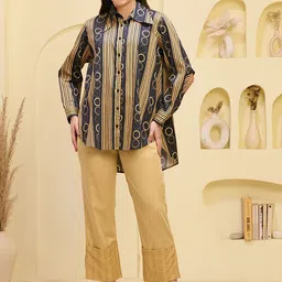 First Resort by Ramola Bachchan Printed Long Sleeves Shirt With Trouser-image-50