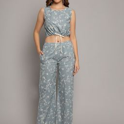 DECKEDUP Printed Tie-Up Top With Trousers-image-83