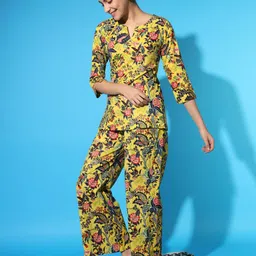 ETC Floral Printed Pure Cotton Top With Pyjamas-image-68