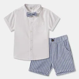 R&B Shirt Collar Cotton Shirt with Shorts-image-87