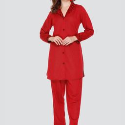 Elthia Geometric Printed Shawl Collar Panelled Kurta With Trouser-image-55