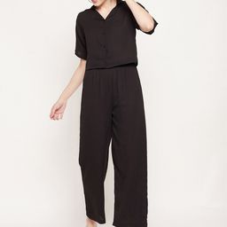 Fashfun Women Black Solid Shirt & Palazzo-79