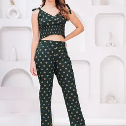 HIGHLIGHT FASHION EXPORT Printed Shoulder Straps Neck Sleeveless Top With Trouser-image-55