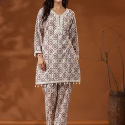 Readiprint Ethnic Motifs Printed Mirror Work Cotton Co-Ord Set-picture-30