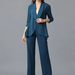 Kotty Green Shawl Neck Coat With Trousers-image-53