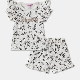 R&B Girls Printed Round Neck Pure Cotton Top & Shorts-image-69