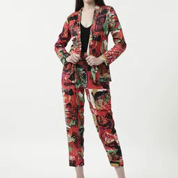 Zima Leto Printed Shawl Neck Long Sleeves Blazer With Trouser-picture-7