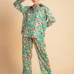 Lounge Dreams Floral Printed Collar Shirt With Trousers-picture-13