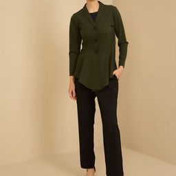 Antheaa Green Shawl Collar Jacket With Trousers-picture-58