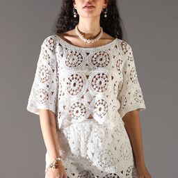 SHOWOFF Self Design Round Neck Short Sleeves Top With Shorts-picture-12