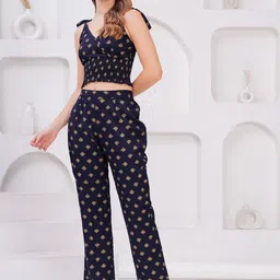 KALINI Printed V-Neck Top With Trousers-image-22