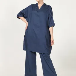 Saltpetre Modal Mandarin Collar Oversized Tunic With Trouser-picture-56