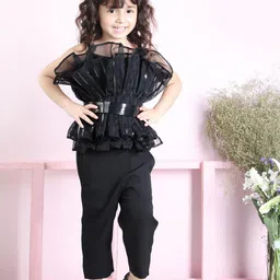 THE LITTLE CELEBS Girls Embellished Sleeveless Top With Trouser With Belt-image-98