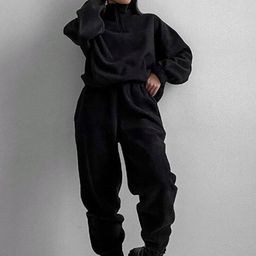 LULU & SKY Mock Collar Sweatshirt With Jogger-image-65