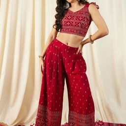 MABISH by Sonal Jain Self-designed Back Tie Crop Top & Palazzos Co-ords-image-41