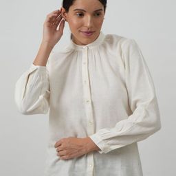Saltpetre Band Collar Organic Cotton Shirt With Trouser-image-20