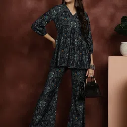Claura Blue Printed Tunic With Palazzo-picture-36