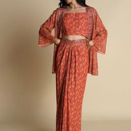 Global Desi Printed Top, Jacket & Skirt Co-Ord Set-picture-33
