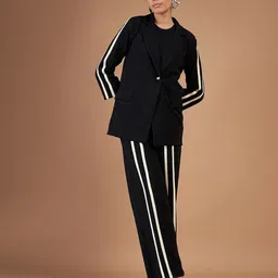 SASSAFRAS Black Notched Lapel Collar Blazer With Trousers-image-57