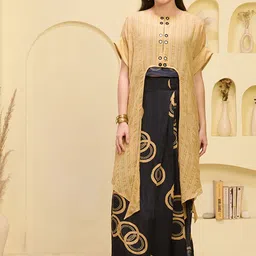 First Resort by Ramola Bachchan Embroidered Crop Top With Shrug & Skirt-image-55