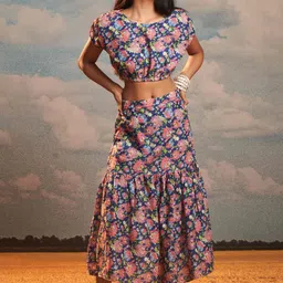 RAISIN Floral Printed Crop Top With Skirt-picture-17