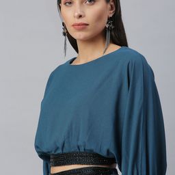SHOWOFF Women Teal Blue Solid Co-Ords-image-69