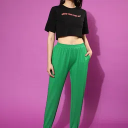 JUNEBERRY Pure Cotton Printed Crop T-shirt  With Joggers-picture-46