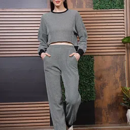 Athena Self Design Round Neck Sweatshirt With Joggers-10