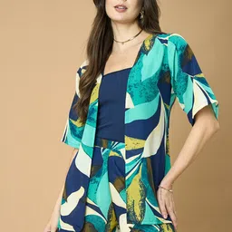 FashfunTropical Printed Top & Shrug With Shorts Co-Ords-picture-2
