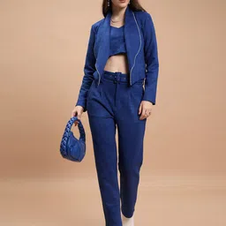 Tokyo Talkies Crop Top With Blazer And Trousers-image-127