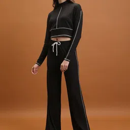 Tokyo Talkies Women Knitted Crop Top & Flared Trousers Co-Ords-image-34