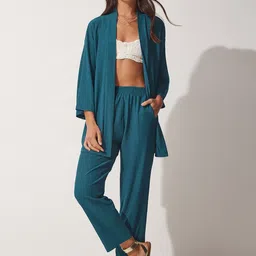 Happiness istanbul Front Open Shrug With Trouser-28