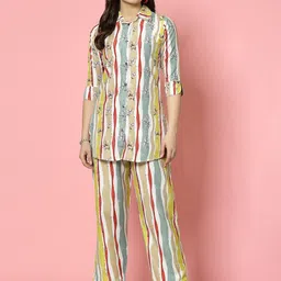 Clora Creation Floral Printed Shirt Collar Neck Shirt & Trousers Co-Ords-picture-48