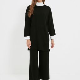 Trendyol Ribbed High Neck Acrylic Tunic With Trousers-40