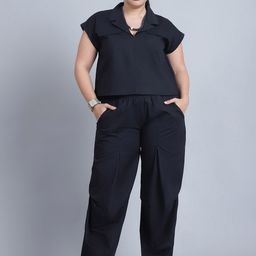Baawri Women Pure Cotton Shirt Collar Neck Top & Trousers Co-Ords-image-90