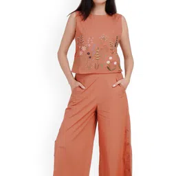 Kiarabel Retail Embroidered Pure Cotton Top With Trousers Co-Ords-image-75