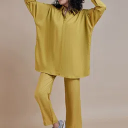 The Roadster Lifestyle Co. Yellow Shirt Collar Shirt With Trousers-picture-18