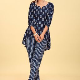 CHANSI Ethnic Motifs Printed High-Low A-Line Kurta With Trouser image 2