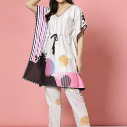 Clora Creation Printed V-Neck Kaftan Tunic With Trousers image 5