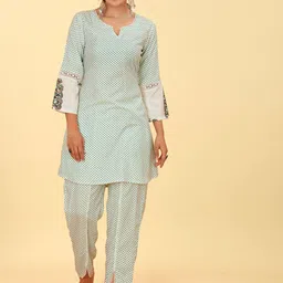 CHANSI Geometric Printed A-Line Kurta With Trouser image 5