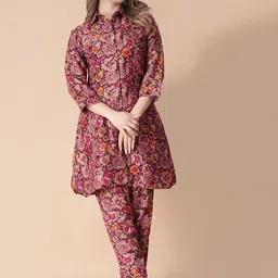 Ekta Textiles Floral Printed Shirt Collar Tunic With Trouser-image-18