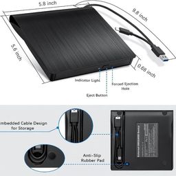 RyzCare External CD/DVD Drive, Haiway USB 3.0 Portable CD/DVD +/-RW Drive Slim CD/DVD ROM Rewriter Burner Superdrive High Speed Data Transfer for Laptop Desktop PC Windows 7/8.1/10 Linux OS image 2