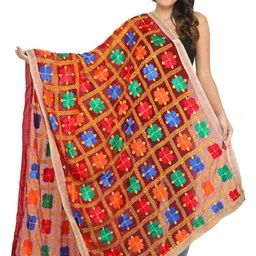 Exotic India Embroidered Punjab Phulkari Chiffon Dupatta-picture-10