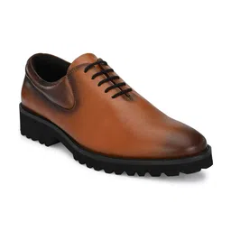 Delize Men Tan-Brown Leather Formal Oxfords-image-50