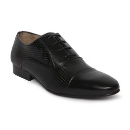 GABICCI Men Black Textured Leather Formal Oxfords-image-46