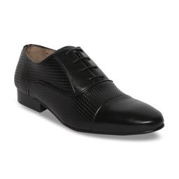 GABICCI Men Black Textured Leather Formal Oxfords-image-47